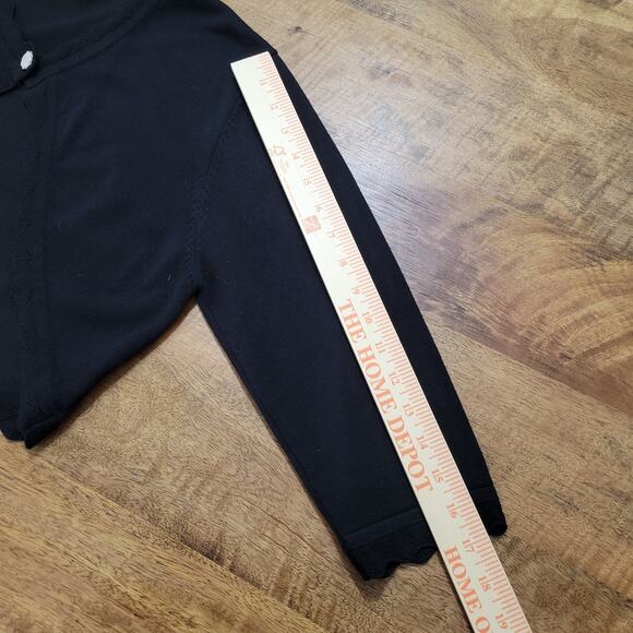 Grace Karin Knit Bolero Cardigan Womens Large Black Button Scalloped Shrug - Picture 9 of 9